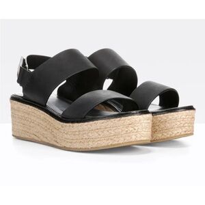 Vince Janet Black Platform Wedge Sandals Size 6